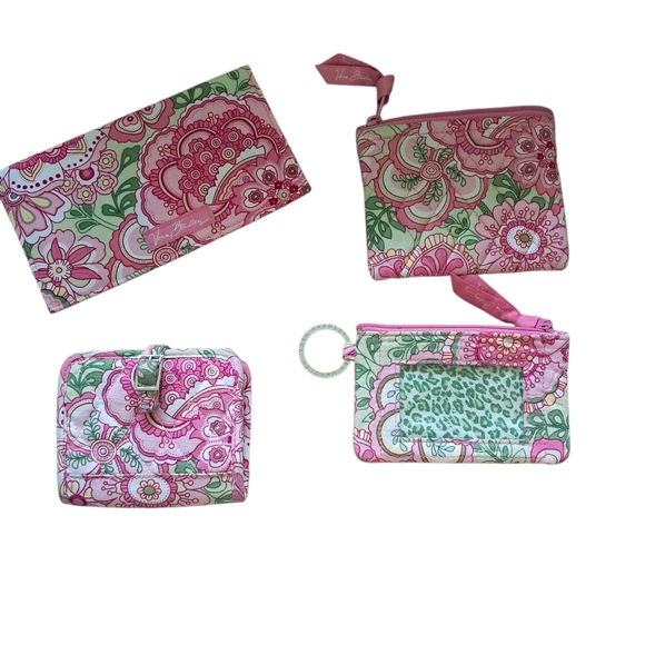 Lot - 4 Piece Set of Retired Pink Petal Vera Bradley Purse Wallet Accessories - Picture 1 of 13